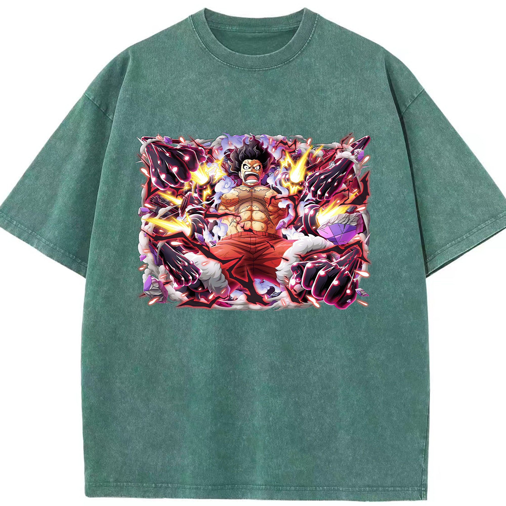 ワンピース モンキー・D・ルフィ ONE PIECE Monkey D. Luffy 綿100% ヴィンテージ風 半袖Tシャツ（フロントプリント）
